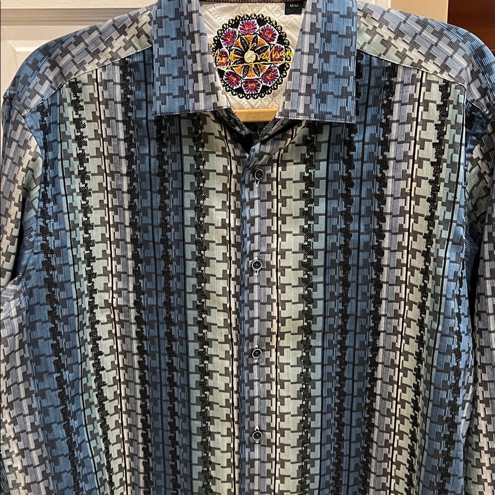 Robert Graham Geometric Button Down Shirt, M - Picture 2 of 11